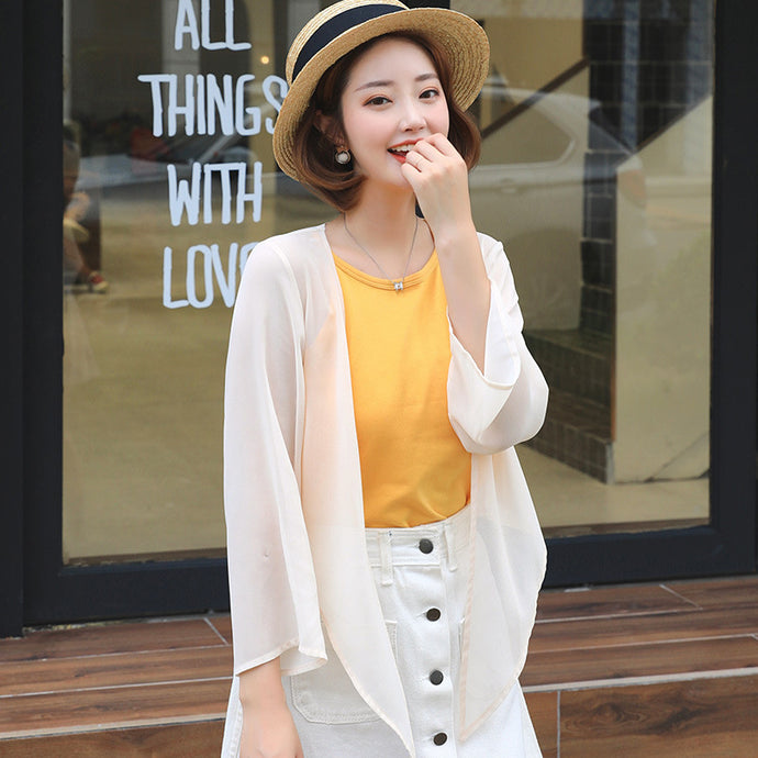 【DPS1688】764RX-2020春夏新款韩版雪纺衫长袖防晒衣女士薄上衣空调衫打底衫