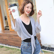 โหลดรูปภาพลงในเครื่องมือใช้ดูของ Gallery 【DPS1688】F764RX-2020春夏新款韩版雪纺衫长袖防晒衣女士薄上衣空调衫打底衫
