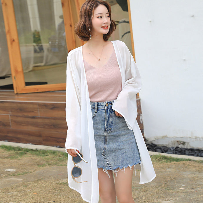 【DPS1688】768RX-2020春夏新款韩版雪纺衫长袖女士薄空调衫打底衫长款防晒衣