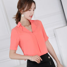 Load image into Gallery viewer, 【DPS1688】C769RX-2020新款韩版上衣女士修身显瘦纯色打底短袖休闲百搭衬衫女

