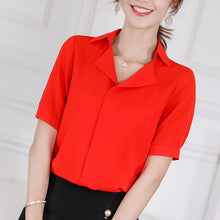 Load image into Gallery viewer, 【DPS1688】C769RX-2020新款韩版上衣女士修身显瘦纯色打底短袖休闲百搭衬衫女
