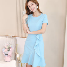 Load image into Gallery viewer, 【DPS1688】L810RX-2020春夏新款韩版修身显瘦装大码短袖时尚纯色裙子连衣裙女
