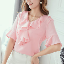 将图片加载到图库查看器，【DPS1688】C761RX-2020春夏新款韩版大码时尚衬衣女士百搭显瘦衬衫纯色雪纺衫

