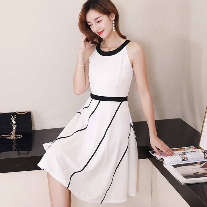 【DPS1688】L836RX-2020春夏新款韩版大码女装休闲纯色修身显瘦百搭时尚连衣裙