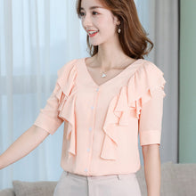 将图片加载到图库查看器，【DPS1688】C776RX-2020新款春季小衫女很仙的上衣雪纺衫洋气短袖衬衫时尚显瘦打底衫
