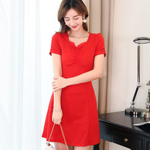 โหลดรูปภาพลงในเครื่องมือใช้ดูของ Gallery 【DPS1688】L811RX-2020春夏新款韩版修身显瘦装百搭短袖时尚纯色裙子连衣裙女
