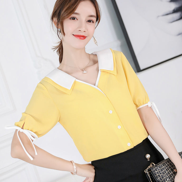 【DPS1688】C775RX-2020春夏季新款雪纺衫女很仙的上衣显瘦蕾丝衫韩版时尚洋气打底衫