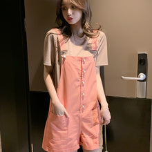 โหลดรูปภาพลงในเครื่องมือใช้ดูของ Gallery 【DPS1688】ZBT0043-2020新款夏季韩版假两件圆领短袖T恤裙仙女森系背带短裤闺蜜套装
