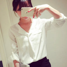 โหลดรูปภาพลงในเครื่องมือใช้ดูของ Gallery 【DPS1688】C0914-2020春夏新款女韩版衬衣时尚修身大码短袖休闲打底雪纺衬衫
