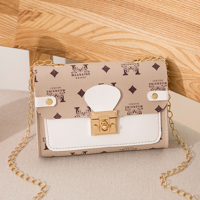 【DPS1688】491-女式包包2020新款印花锁扣小方包时尚复古斜挎手机包赠品礼品小包