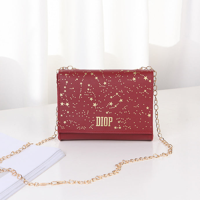 【DPS1688】497-女包2020新款DIOP星星印花链条斜挎小方包时尚休闲手机包多多现货