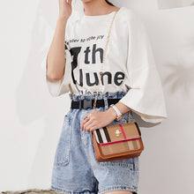 Muat gambar ke penampil Galeri, 【DPS1688】519-女包2020新款玫瑰格纹撞色链条斜挎小方包时尚百搭手机包现货直销
