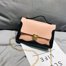 Muat gambar ke penampil Galeri, 【DPS1688】506-女式包包2020新款猫脸撞色锁扣链条手提斜挎小方包时尚休闲手机包
