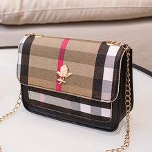 Muat gambar ke penampil Galeri, 【DPS1688】519-女包2020新款玫瑰格纹撞色链条斜挎小方包时尚百搭手机包现货直销
