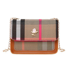 Muat gambar ke penampil Galeri, 【DPS1688】519-女包2020新款玫瑰格纹撞色链条斜挎小方包时尚百搭手机包现货直销
