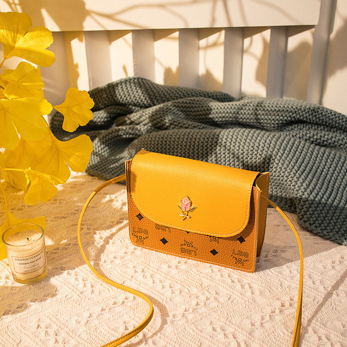 【DPS1688】539-女士小包包2020新款撞色玫瑰标印花小方包时尚简易手机包现货直销