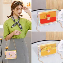 Muatkan imej ke dalam penonton Galeri, 【DPS1688】551-女包2020新款透明果冻锁扣链条小方包时尚优雅双层斜挎手机包小包
