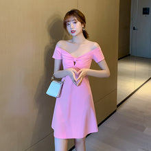 Muat gambar ke penampil Galeri, 【DPS1688】L1398RX-性感连衣裙女夏2020新款气质一字肩短裙气质短袖裙子轻熟风小个子
