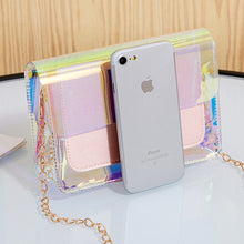 Muatkan imej ke dalam penonton Galeri, 【DPS1688】551-女包2020新款透明果冻锁扣链条小方包时尚优雅双层斜挎手机包小包
