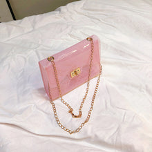 โหลดรูปภาพลงในเครื่องมือใช้ดูของ Gallery 【DPS1688】572-女包2020新款纯色透明果冻锁扣链条小方包时尚休闲迷你手机包小包
