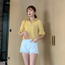 โหลดรูปภาพลงในเครื่องมือใช้ดูของ Gallery 【DPS1688】C1166RX-雪纺衬衫女新款2020年夏季时尚百搭喇叭袖衬衣洋气上衣女减龄韩版
