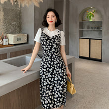 将图片加载到图库查看器，【DPS1688】L1448RX-网红小雏菊连衣裙吊带裙2020新款时尚休闲收腰显瘦雪纺碎花裙气质
