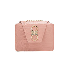 Muat gambar ke penampil Galeri, 【DPS1688】581-女包2020新款鳄鱼纹金色铁皮锁链条小方包时尚韩休闲手机包小包包
