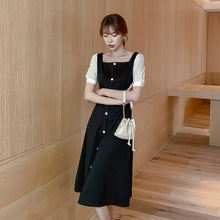 Muat gambar ke penampil Galeri, 【DPS1688】L1466RX-法式复古收腰连衣裙2020夏季新款气质很仙的黑色中长款裙子一字领

