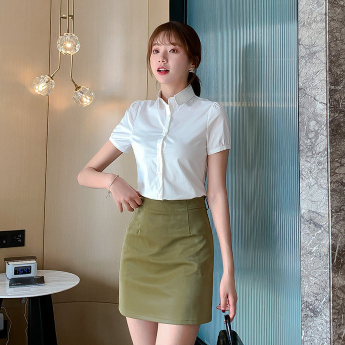 【DPS1688】C1164RX-2020新款白色衬衫女夏短袖OL职业装工作服正装工装大码半袖职业衬衣女