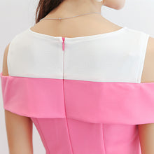 Muat gambar ke penampil Galeri, 【DPS1688】253RX-2020夏季韩版连衣裙女甜美短袖连衣裙新款一字领露肩吊带女裙显瘦
