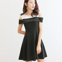 Muat gambar ke penampil Galeri, 【DPS1688】253RX-2020夏季韩版连衣裙女甜美短袖连衣裙新款一字领露肩吊带女裙显瘦
