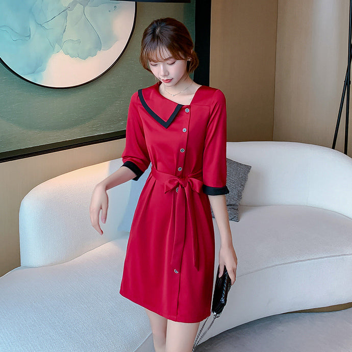 【DPS1688】L1394RX-法式连衣裙女2020夏季新款韩版气质淑女短裙修身显瘦收腰流行裙子