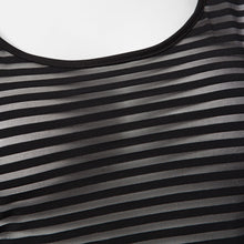 Muat gambar ke penampil Galeri, Sexy U-Neck Sleeveless Striped See-Through Women Tank Top
