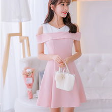 Muat gambar ke penampil Galeri, 【DPS1688】105RX-2020春夏新款大码韩版短袖百搭连衣裙女时尚显瘦拼接打底裙
