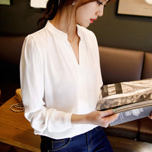 將圖片載入圖庫檢視器 【DPS1688】C8803-2020春装新款韩版女装打底衫长袖雪纺衫修身大码白衬衫上
