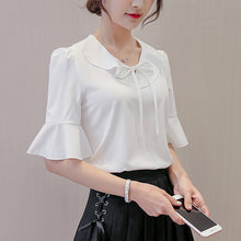 Muat gambar ke penampil Galeri, 【DPS1688】214RX-2020夏季新款韩版女装修身大码打底衫短袖衬衫女纯色雪纺衫
