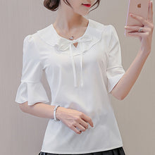 Muat gambar ke penampil Galeri, 【DPS1688】214RX-2020夏季新款韩版女装修身大码打底衫短袖衬衫女纯色雪纺衫
