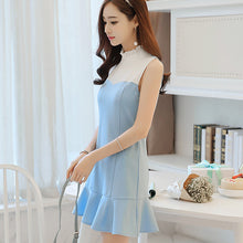 โหลดรูปภาพลงในเครื่องมือใช้ดูของ Gallery 【DPS1688】W339Q-2020春夏新款韩版女装无袖拼接修身显瘦收腰荷叶边裙连衣裙
