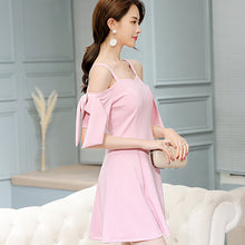 Muat gambar ke penampil Galeri, 【DPS1688】L512RX-2020春夏新款韩版百搭大码显瘦纯色时尚潮流休闲修身连衣裙
