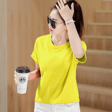 Muatkan imej ke dalam penonton Galeri, 【DPS1688】T629RX-2020春夏新款时尚百搭韩版女装大码显瘦纯色潮流休闲T恤
