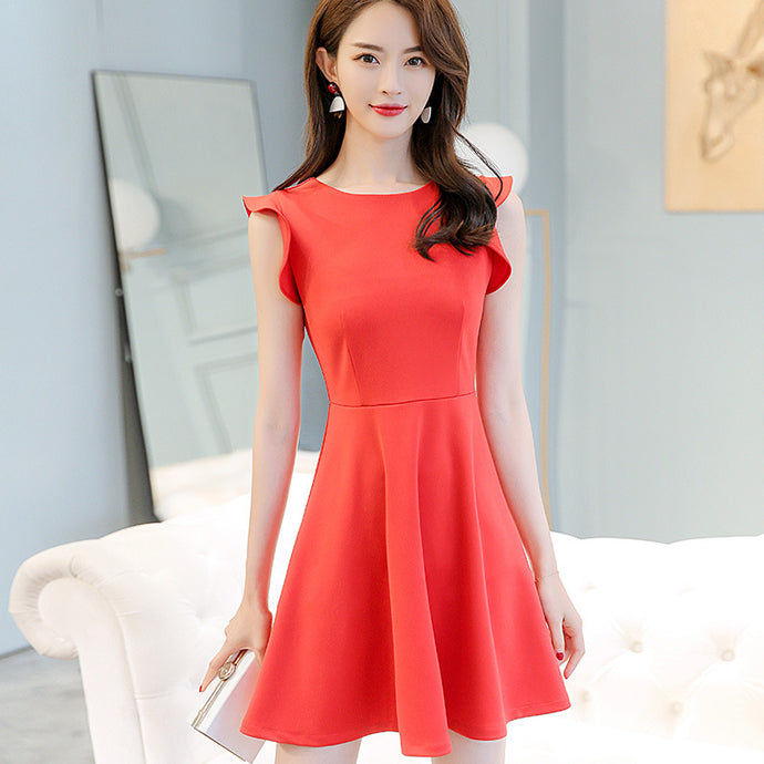 【DPS1688】L503RX-2020春夏新款时尚大码显瘦显瘦纯色潮流休闲韩版连衣裙女