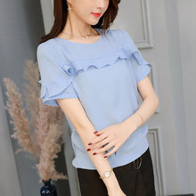 将图片加载到图库查看器，【DPS1688】C614RX-2020春夏新款韩版潮流显瘦纯色衬衫时尚衬衣打底雪纺衫女
